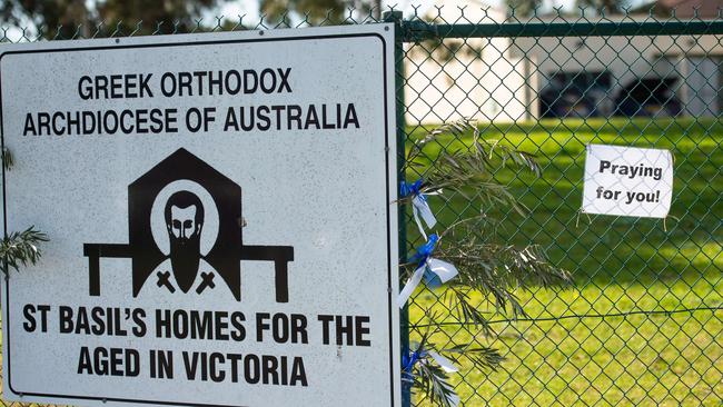 A message on the gates of the aged care home. Picture: Jason Edwards