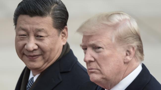 China President Xi Jinping (left) and US President Donald Trump in Beijing in 2017. Picture: AFP