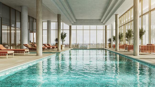 A render of the indoor pool in Tower 1 of 'Little Italy' in Newstead. Image supplied.