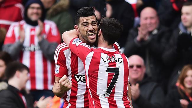 Graziano Pelle celebrates scoring.