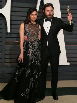 Best Actor winner Casey Affleck and girlfriend Floriana Lima hit up the Vanity Fair party in Hollywood. Picture: AFP/Jean-Baptiste Lacroix