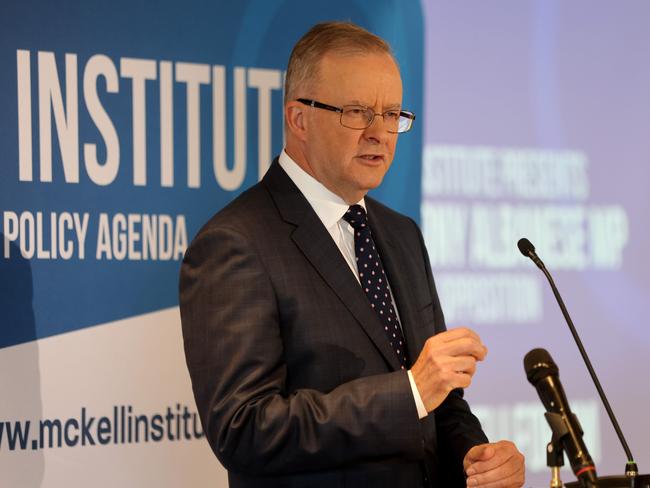 Anthony Albanese delivers a pre-budget address at an event at the EY building on George Street, Sydney CBD. Picture: NCA NewsWire / Damian Shaw