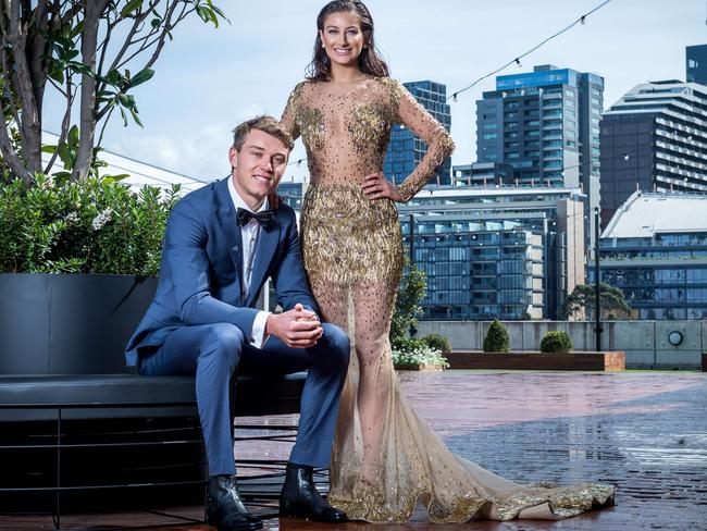 Patrick Cripps and Monique Fontana. Picture: Jake Nowakowski