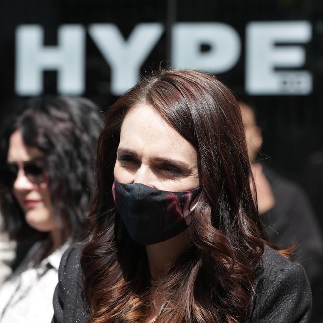 Jacinda Ardern meets shoppers in Newmarket, Auckland.