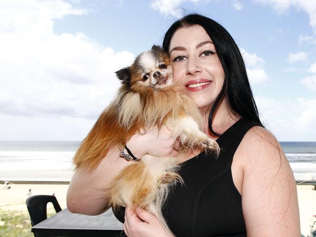 Heaven Schultz wit her dog Cookie. Picture: Tertius Pickard