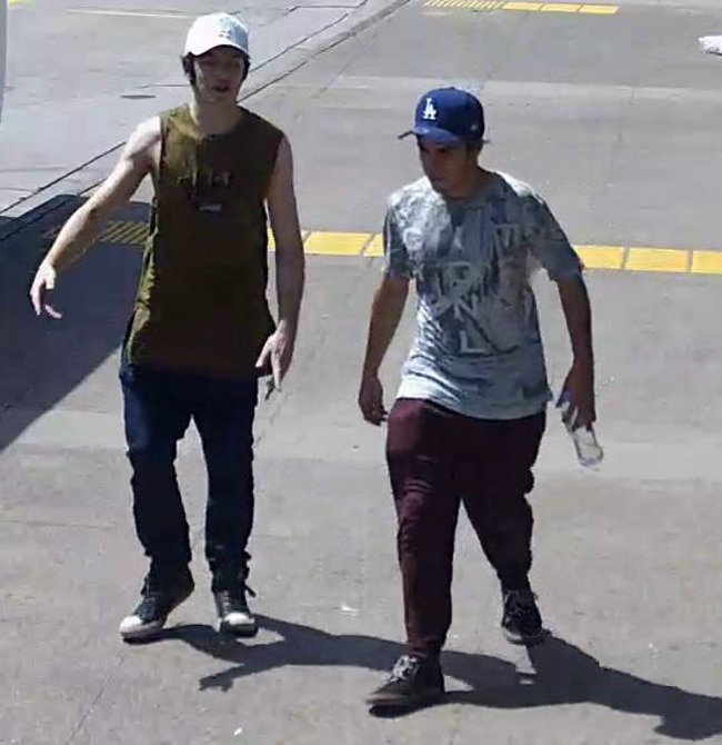 Police wish to speak to these two men in relation to a criminal damage incident on the Craigieburn Line on Monday, 22 January 2018.