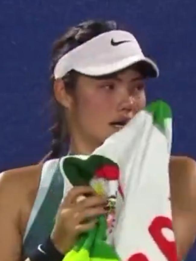 Emma Raducanu broke down in tears mid-match.