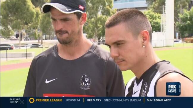 Tszyu drops in on Magpies training ahead of title fight