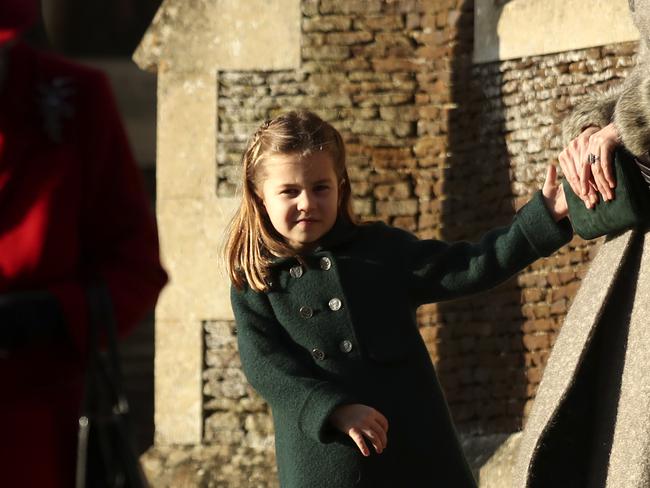 Princess Charlotte was a hit with crowds during the royals’ annual Christmas Day church service. Picture: AP