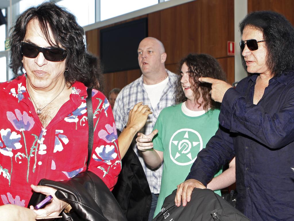 Paul Stanley and Gene Simmons arrive in Adelaide for a concert. Picture: Supplied