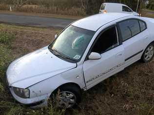 CRASH: A vehicle has ended up in a ditch in Bargara after the driver failed to turn into Wessells Rd from Seaview Rd. Picture: Contributed