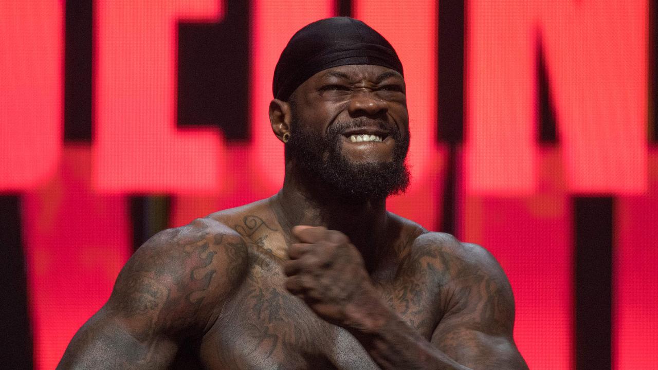 US boxer Deontay Wilder reacts during his official weigh-in before his heavyweight boxing fight against British boxer Tyson Fury at the MGM Grand Las Vegas in Las Vegas, Nevada on February 21, 2020. - The boxers will fight for the World Boxing Council (WBC) Heavyweight Championship Title on February 22, 2020 at the MGM Grand Garden Arena in Las Vegas. (Photo by Mark RALSTON / AFP)