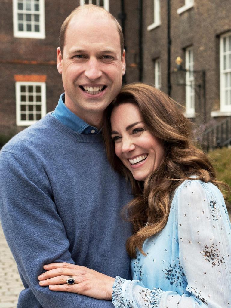 Ten years on, the Duke and Duchess of Cambridge flaunting their love, and a big rock. Picture: Chris Floyd