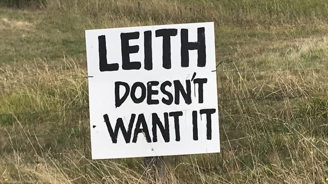 Signs at Leith as locals protest against plans for a highway flyover that would result in their houses being compulsorily acquired. Picture: HELEN KEMPTON