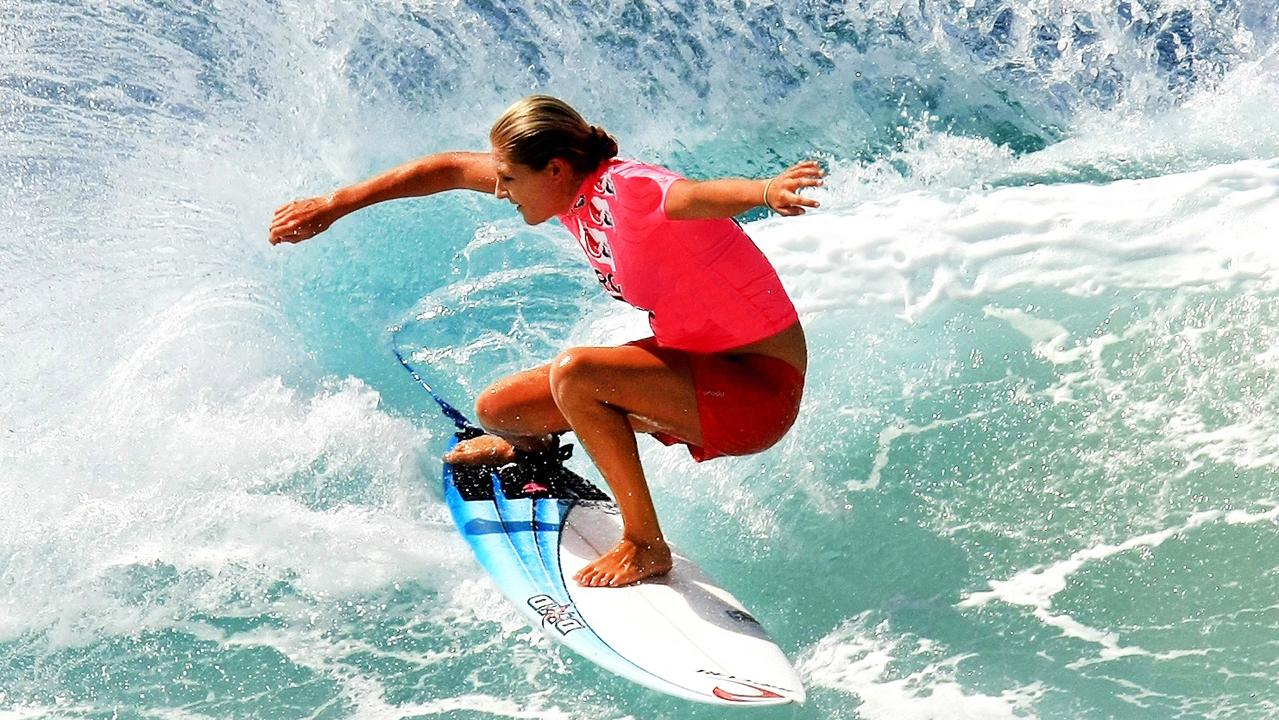 Tweed Surfer Steph Gilmore rips into a wave at Snapper Rocks. Picture: Scott Powick