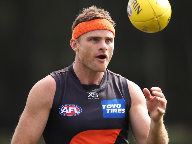 Heath Shaw during GWS Giants training ahead of their match with the Swans this week. Picture. Phil Hillyard