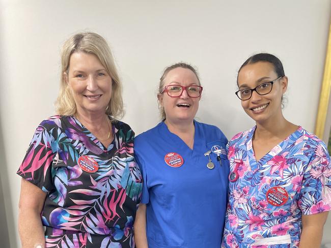 Ramsay nurses at Baring Private Hospital in Coffs Harbour, Di Scherr after hours nurse unit manager, Melissa McDonough registered nurse and Tara Alamo registered nurse.