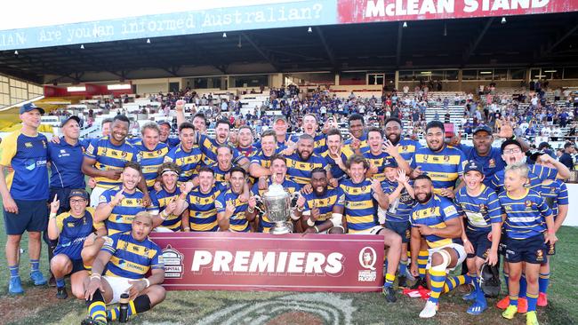 Premier rugby grand final. Easts vs. UQ at Ballymore. Post victory celebrations. 1st November 2020 Brisbane Picture by Richard Gosling