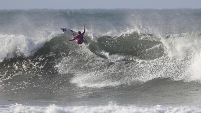 The 2019 Rip Curl Pro Surfing at Bells Beach Victoria. Stephanie Gilmore knocked out of the competition. Picture: Alex Coppel.