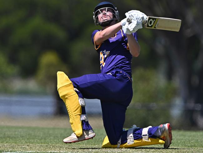 AltonaÃs Luke Medlock during the VSDCA Altona v Yarraville cricket match in Altona, Saturday, Jan. 7, 2023.Picture: Andy Brownbill