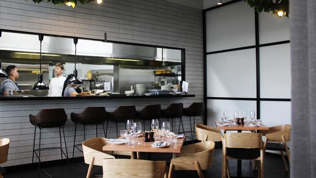 The kitchen and dining room at Polpetta restaurant at the new Brisbane Art Series Hotel The Fantauzzo. Picture: Supplied