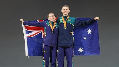 Abbey and Sammy George received gold medals during an event at the International Jump Rope Union's International Open Tournament in Colorado. Picture: Facebook / Pumper Jumpers, Darwin