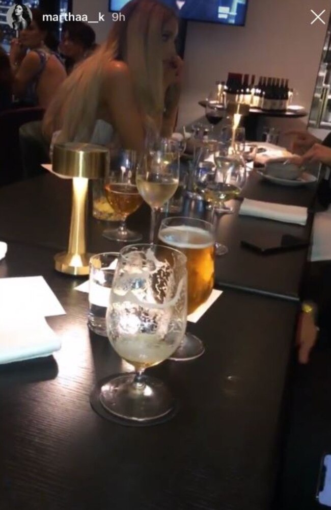 MAFS contestant Elizabeth drinking alone at The Star during the Logies. Picture: Supplied