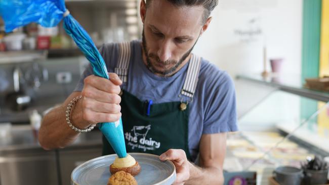 Jay Sanseury in action creating the ice-cream puff. Picture: Nuno Avendano