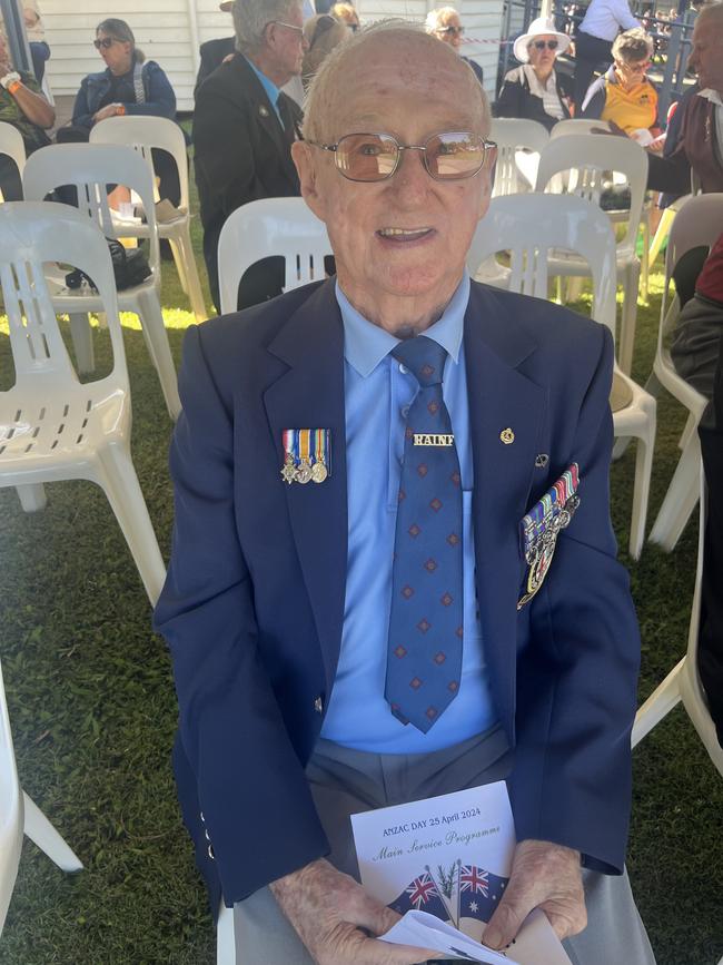 Don "Shorty" Shaw, 91, served in Malaya. He attended Hervey Bay's Anzac Day service with a mate.