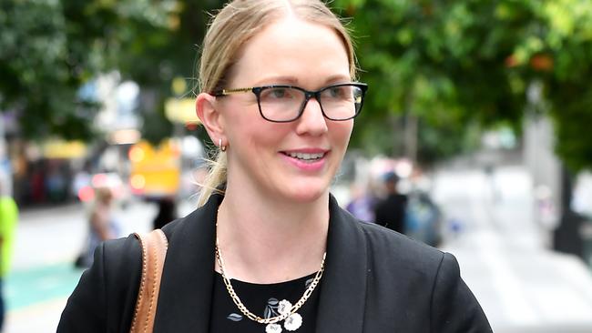 Scientist Alicia Quartermain leaves the inquiry in Brisbane. Picture: NCA NewsWire / John Gass