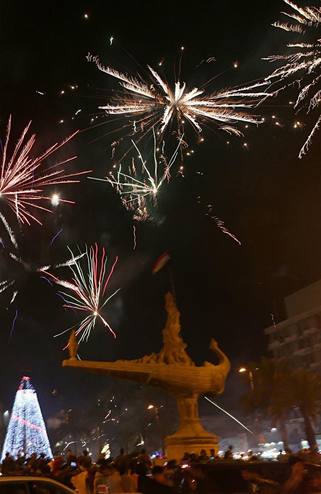 Fireworks light up the sky during New Year's celebrations in Baghdad, Iraq. Picture: AP