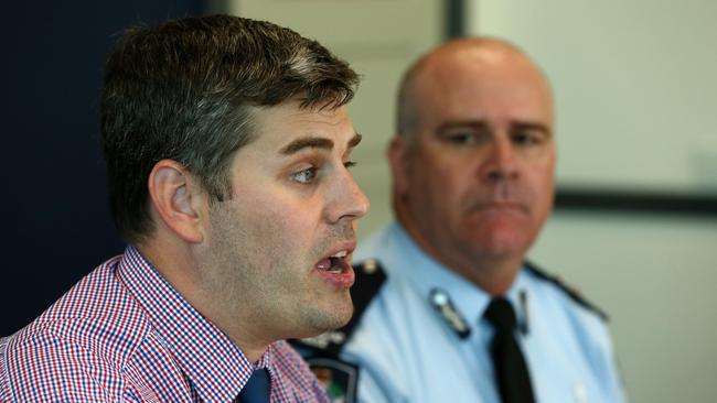 Police Minister Mark Ryan with Queensland Police Assistant Commissioner Brian Codd on the Gold Coast. Picture: NIGEL HALLETT