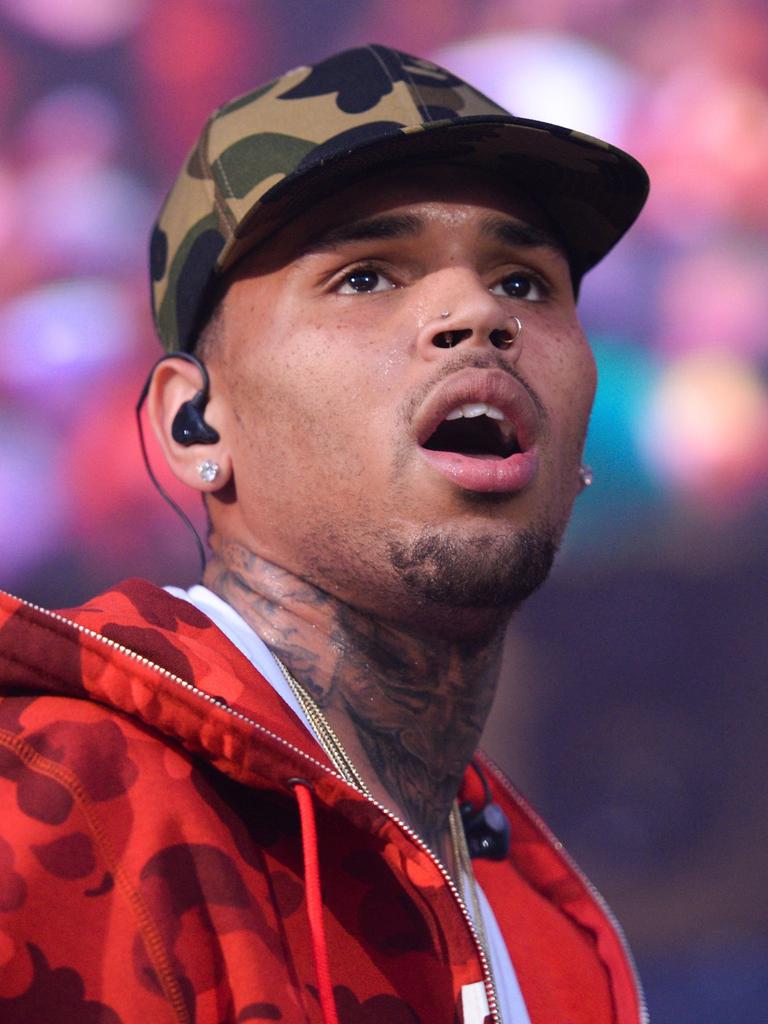 Chris Brown on stage … Picture: Scott Roth/Invision/AP