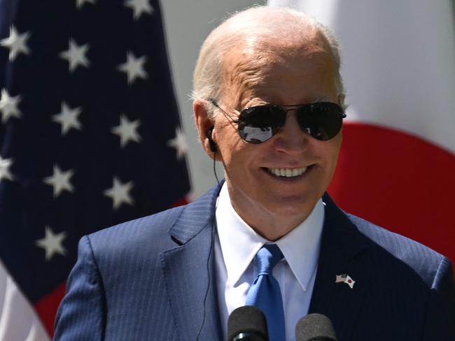 US President Joe Biden during a joint press conference in the Rose Garden of the White House in Washington, DC, April 10, 2024. Picture: AFP