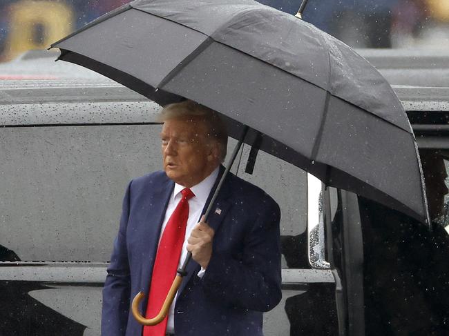 Donald Trump after being arrested for the third time last week. Picture: Tasos Katopodis (Getty Images)