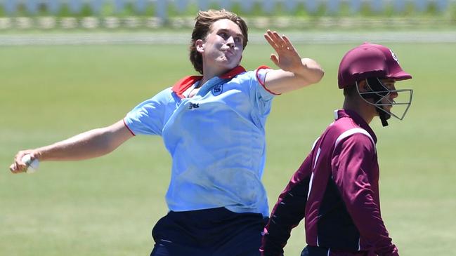 NSW Metro bowler Rafael MacMillan during the grand final at Karen Rolton Oval 22 December, 2022, Cricket Australia U19 Male National Championships 2022-23.Picture: Cricket Australia.