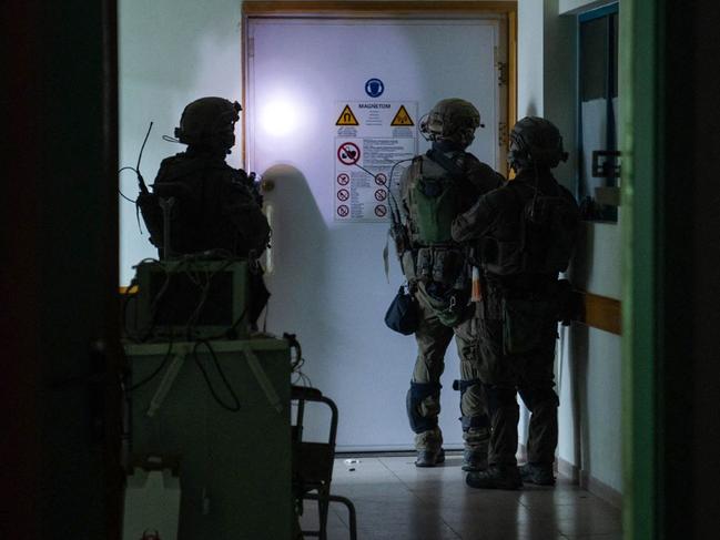 A photo purporting to show Israeli soldiers carrying out operations inside Al-Shifa hospital. Picture: Israeli Army / AFP