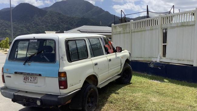 The LandCruiser hit a fence in Mount Peter on Saturday.