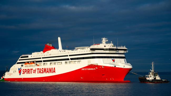 The newly built Spirit of Tasmania IV passenger ferry arrives at Port of Leith to be. Mothballed for up to two years. Picture: Iain Masterton/Alamy Live News.