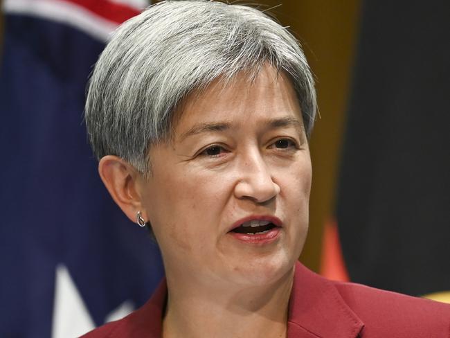 CANBERRA, AUSTRALIA, NewsWire Photos. MARCH 20, 2024: Minister for Foreign Affairs Penny Wong holds a press conference at Parliament House in Canberra. Picture: NCA NewsWire / Martin Ollman