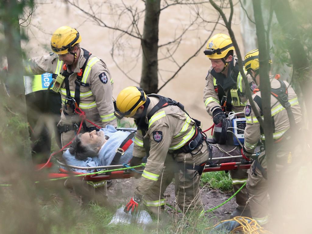 The 55-year-old man slipped and fell into shallow waters near Studley Park Rd in Kew. Picture: David Crosling