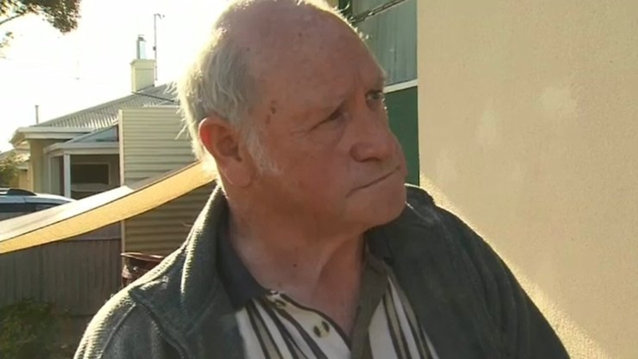 Geoffrey Adams told police “you’re not going to find anything” during a dig in the Maitland backyard. He later confessed. Picture: Nine News