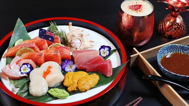 Pretty as a picture: The sashimi platter including uni.