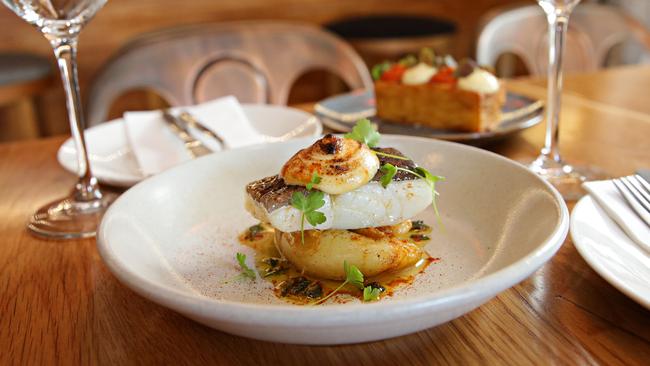 Confit salt cod with torched aioli. Picture: Adam Yip.