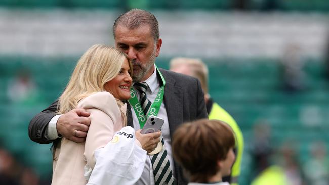 Ange Postecoglou with his wife. Photo by Ian MacNicol/Getty Images