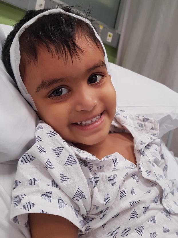 Three-year-old Daniel Paul from Perth, receiving proton therapy treatment in the US. Picture: Supplied