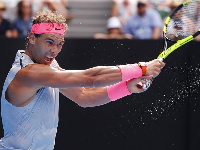 Australian Open Tennis 2018 - Day 7.  Rafael Nadal vs Diego Schwartzman.   Rafael Nadal during his match against Diego Schwartzman      .Pic: Michael Klein