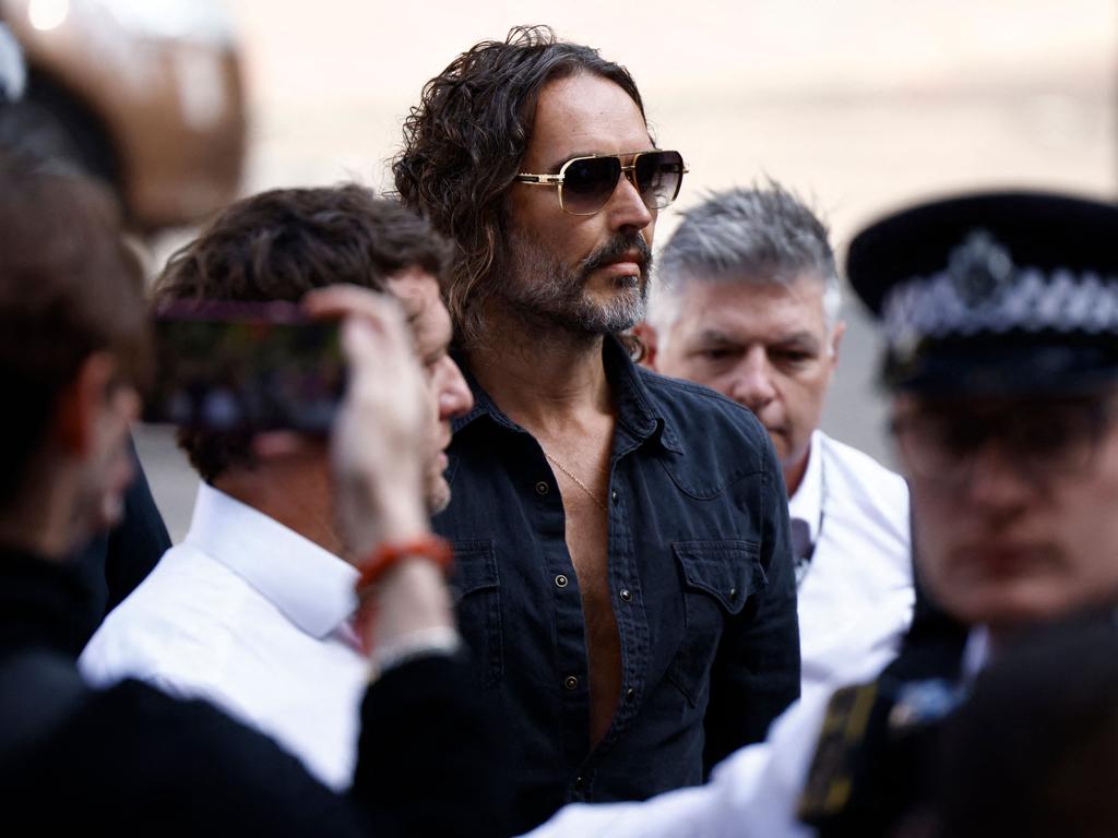 British actor and comedian Russell Brand arrives at Westminster Magistrates Court in London. Picture: Benjamin Cremel/AFP