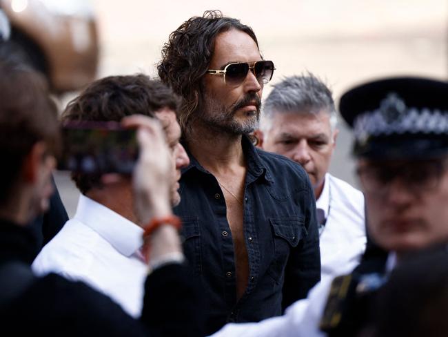 British actor and comedian Russell Brand arrives at Westminster Magistrates Court in London. Picture: Benjamin Cremel/AFP
