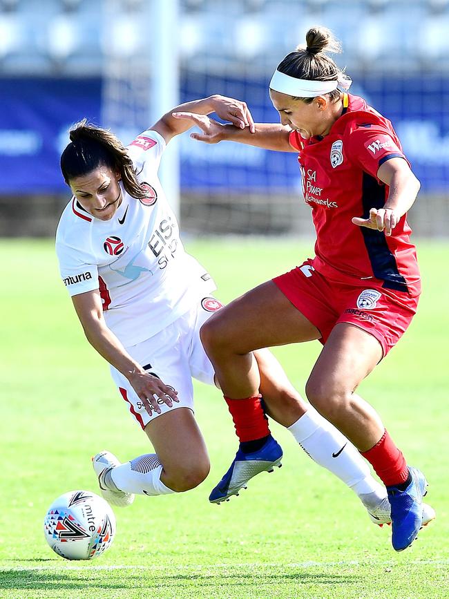 Centre back Amber Brooks brought leadership and a tough edge to Adelaide United’s defence, as the Reds narrowly missed a finals berth. Picture: Mark Brake/Getty Images